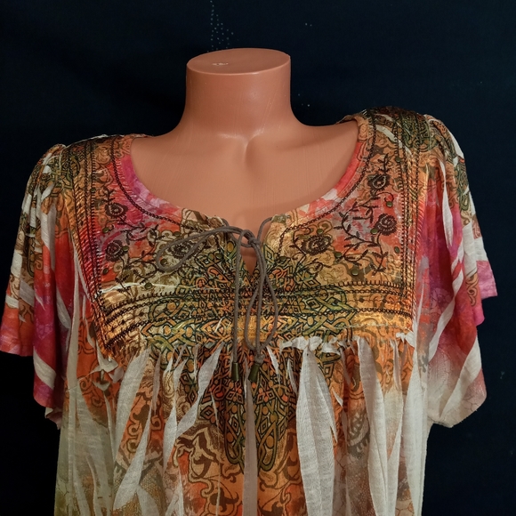 2X Dressbarn sublimation back lace detail / elastic hem top - Picture 4 of 11